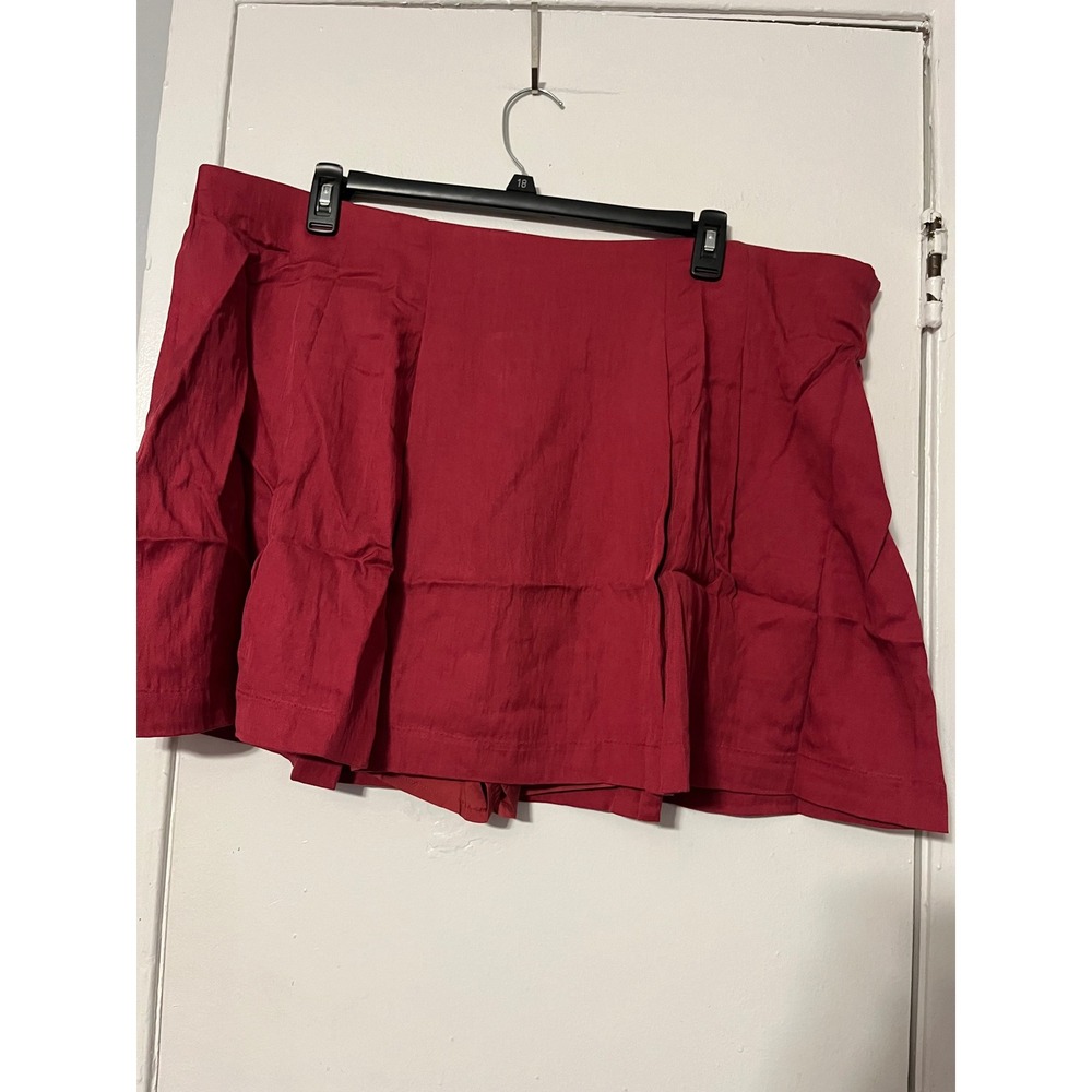 A New Day Burgundy Pleated Skort Side Zip Mini Skirt Shorts Plus Size 20 NEW
